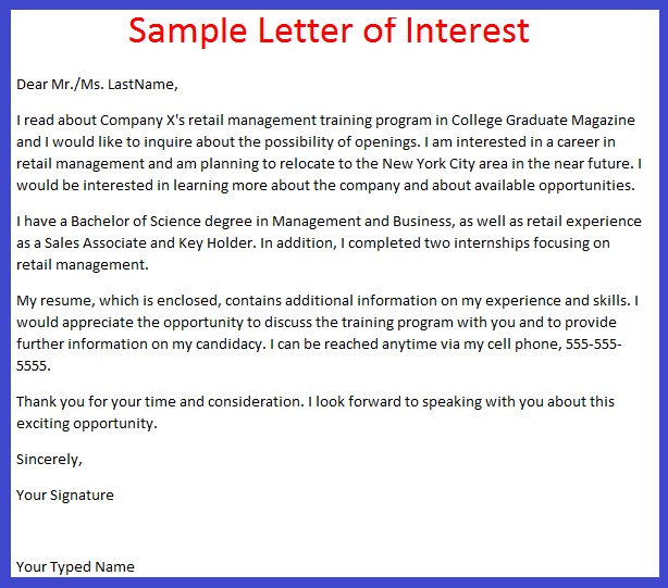 How to write a letter of interest for a job